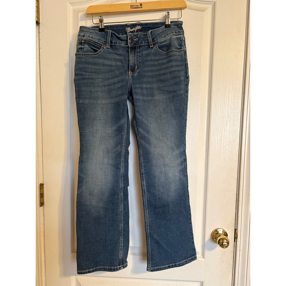Wrangler Womens Mid Rise Bootcut Jeans Medium Wash Blue Denim 09MWZDW 11x30